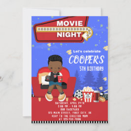 Movie Night 1 Birthday Invitation Kaart