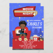 Movie Night 2 Birthday Invitation Kaart (Voorkant / Achterkant)
