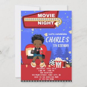 Movie Night 2 Birthday Invitation Kaart