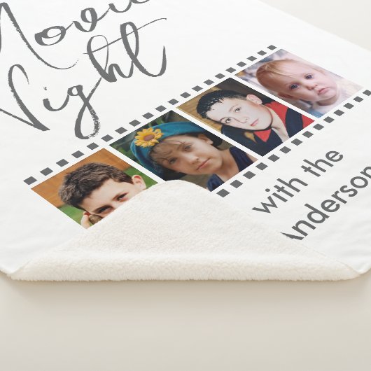 Movie night 4 foto familie grijs sherpa deken (3/4)