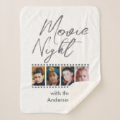 Movie night 4 foto familie grijs sherpa deken (Voorkant)