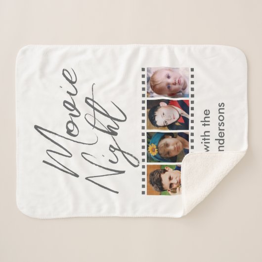 Movie night 4 foto familie grijs sherpa deken (Voorkant (horizontaal))