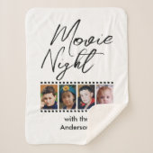 Movie night 4 foto familie zwart sherpa deken (Voorkant)