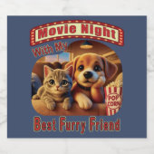 Movie Night - Beste Furry Vriend - Schattige Cat & Bier Etiket (Enkel label)