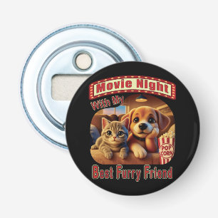 Movie Night - Beste Furry Vriend - Schattige Cat & Button Flesopener