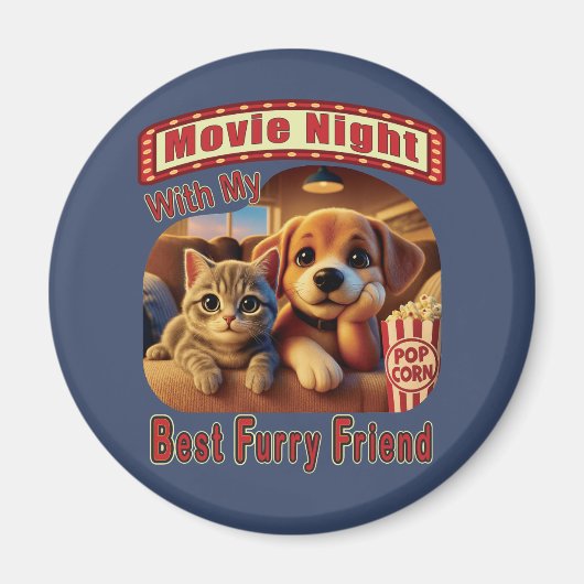 Movie Night - Beste Furry Vriend - Schattige Cat & Magneet (Voorkant)