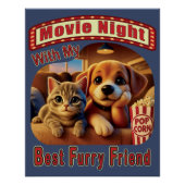 Movie Night - Beste Furry Vriend - Schattige Cat & Perfect Poster (Voorkant)
