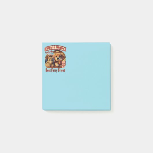 Movie Night - Beste Furry Vriend - Schattige Cat & Post-it® Notes (Voorkant)