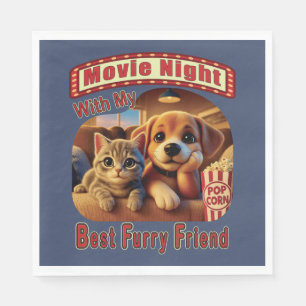Movie Night - Beste Furry Vriend - Schattige Cat & Servet