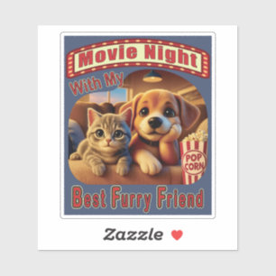 Movie Night - Beste Furry Vriend - Schattige Cat & Sticker