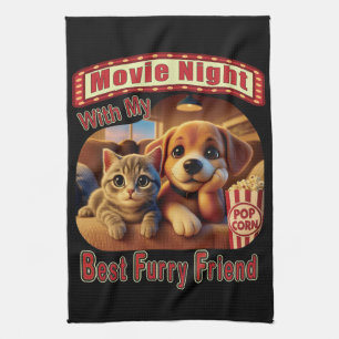 Movie Night - Beste Furry Vriend - Schattige Cat & Theedoek