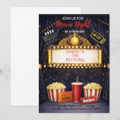 Movie Night Birthday Invitation  Kaart (Voorkant / Achterkant)