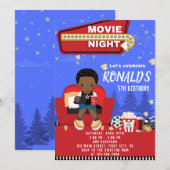 Movie Night Birthday Invitation Kaart (Voorkant / Achterkant)