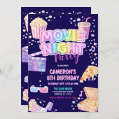 Movie Night Birthday Party  Kaart (Voorkant / Achterkant)