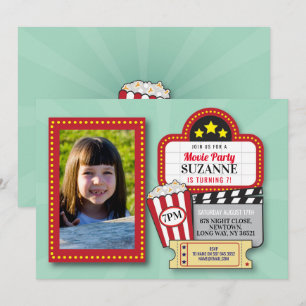 Movie Night Birthday Party Mint Film Film Foto Kaart