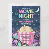 Movie Night Birthday Party Movie Sleepover Popcorn Kaart (Voorkant)