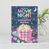Movie Night Birthday Party Movie Sleepover Popcorn Kaart (Staand voorkant)