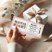 Movie Night Birthday Party Pink Ticket Style  Kaart