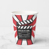 Movie Night  | Clapperboard & Red Stripes Papieren Bekers (Achterkant)