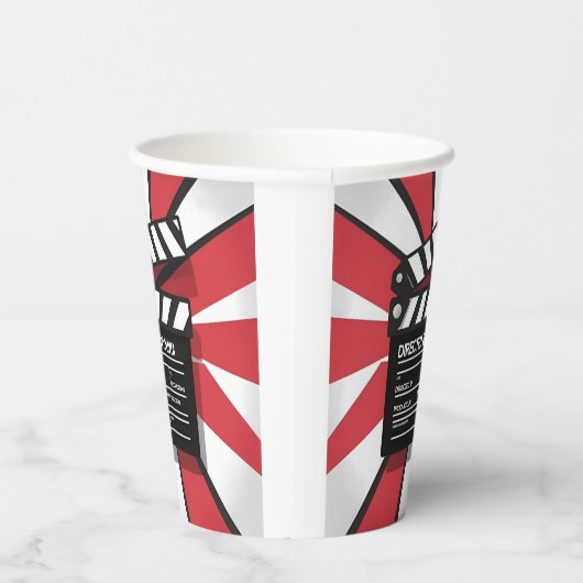 Movie Night  | Clapperboard & Red Stripes Papieren Bekers (Rechts)