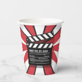 Movie Night  | Clapperboard & Red Stripes Papieren Bekers (Voorkant)