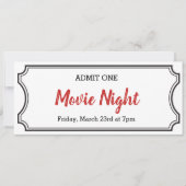 Movie Night Coupon Ticket Invitation Kaart (Voorkant)