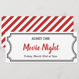 Movie Night Coupon Ticket Invitation Kaart