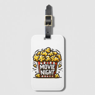 Movie Night Delight Speelse Popcorn Bagagelabel