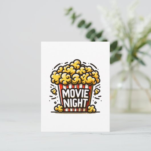 Movie Night Delight Speelse Popcorn Briefkaart (Staand voorkant)