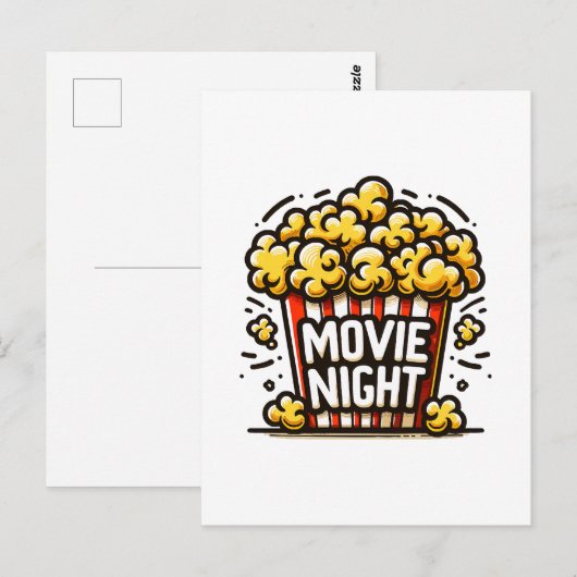 Movie Night Delight Speelse Popcorn Briefkaart (Voorkant / Achterkant)