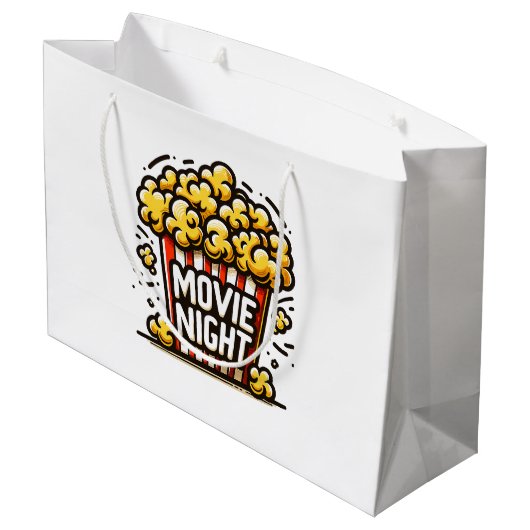 Movie Night Delight Speelse Popcorn Groot Cadeauzakje (Achterkant Gekanteld)