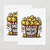 Movie Night Delight Speelse Popcorn Informatiekaartje (Voorkant / Achterkant)