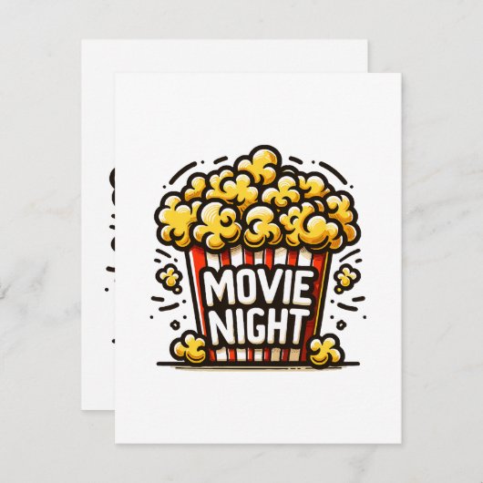 Movie Night Delight Speelse Popcorn Informatiekaartje (Voorkant / Achterkant)