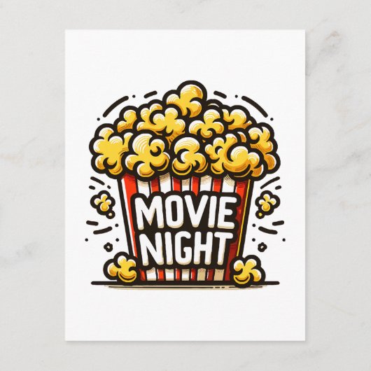 Movie Night Delight Speelse Popcorn Informatiekaartje (Achterkant)