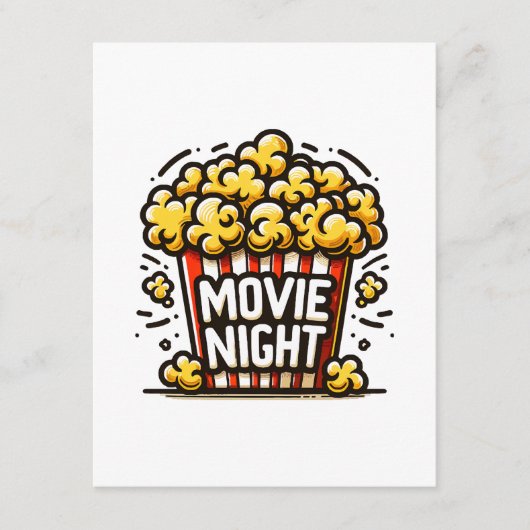 Movie Night Delight Speelse Popcorn Informatiekaartje (Voorkant)