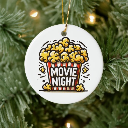 Movie Night Delight Speelse Popcorn Keramisch Ornament (Boom)