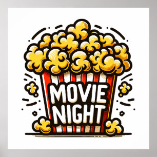 Movie Night Delight Speelse Popcorn Poster