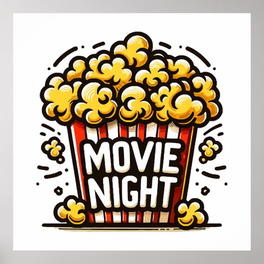 Movie Night Delight Speelse Popcorn Poster (Voorkant)