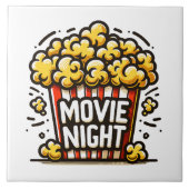 Movie Night Delight Speelse Popcorn Tegeltje (Voorkant)