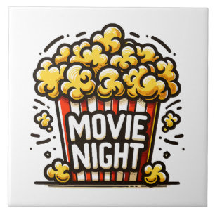 Movie Night Delight Speelse Popcorn Tegeltje