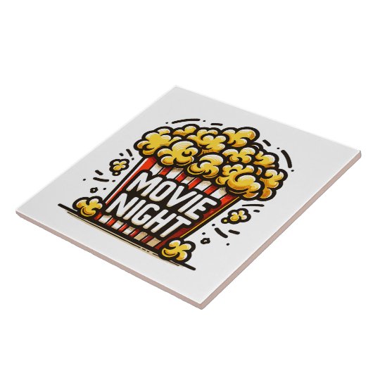 Movie Night Delight Speelse Popcorn Tegeltje (Zijkant)