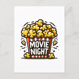 Movie Night Delight Speelse Popcorn Uitnodiging Briefkaart