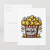 Movie Night Delight Speelse Popcorn Uitnodiging Briefkaart (Voorkant / Achterkant)