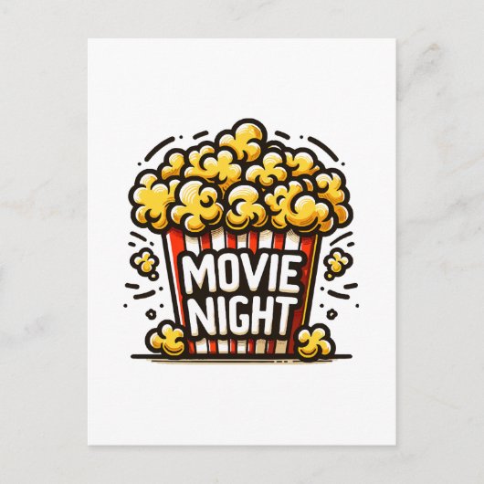 Movie Night Delight Speelse Popcorn Uitnodiging Briefkaart (Voorkant)