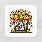 Movie Night Delight Speelse Popcorn Vierkante Visitekaartje (Achterkant)