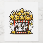 Movie Night Delight Speelse Popcorn Wijn Etiket (Enkel label)
