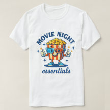 Movie Night Essentials Fun Popcorn Cartoon