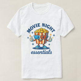 Movie Night Essentials Fun Popcorn Cartoon T-shirt