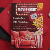 Movie Night Fun Moderne Rode Verjaardag Kaart