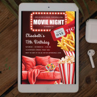 Movie Night Fun Moderne Rode Verjaardag